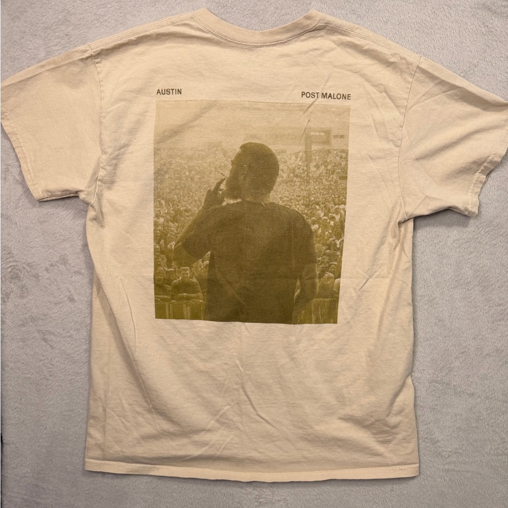 Post Malone Graphic Tee - Beige Concert Back Print
